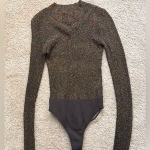 Free People Multicolor Sparkle Long Sleeve Bodysuit